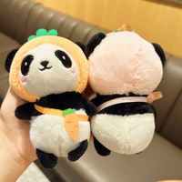 Porte-clés Mini Peluche Panda 15cm Porte-clés pour poupée Animaux en peluche mignons Jouets Promotion Pendentif Kawaii Peluche moelleuse Fruit Panda Porte-clés