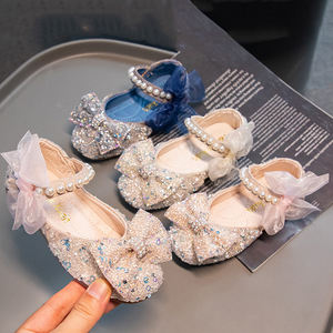 Chaussures de danse pour enfants, chaussures de princesse antidérapantes à semelle souple pour filles, chaussures de princesse avec nœud perlé pour enfants - Product Image 3