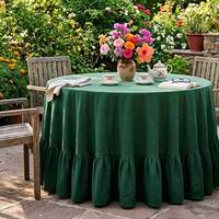 Nappe ronde en coton et lin à volants, style bohème et campagnard, pour hôtel, mariage, événement, tailles personnalisées