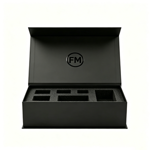 Boîtes cadeaux en carton rigide gris personnalisées avec logo OEM, avec vernis sélectif et gaufrage - Emballage de luxe écologique avec insert en mousse, vente en gros - Product Image 2