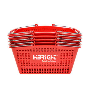 High Capacity Comfortable Handle Customized Logo <b>Stackable</b> Design Plastic Metal Shopping <b>Basket</b> - Product Image 3