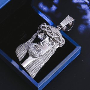 925 Ayar Gümüş veya Pirinç İsa Kolye Özel Tasarım Buzlu Kolye Altın Kaplama Hip-hop Takı Laboratuvar Elması İsa Figürlü Kolye Mozanit - Product Image 3