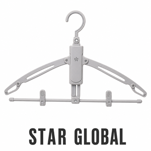 Modern <b>Plastic</b> Clothes Rack Folding Travel Hanger for Bathroom and Household Durable Fabric for Clothes Drying - Product Image 1