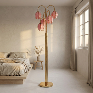 Regalo Creativo de Aniversario: Lámpara de Cristal Rosa con Forma de Tulipán, Hecha a Mano, con Base Dorada - Product Image 5