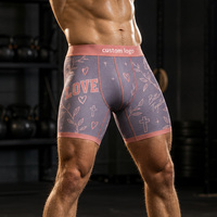 Caleçons et boxers pour hommes personnalisés OEM avec motif papillon et cœur, respirants, doux, à jambe longue, anti-frottement, sous-vêtements pour couples