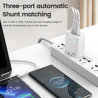 Chargeur USB-C GaN 65W en gros, charge rapide PD3.0, 2 ports, lumière LED, pour ordinateur portable, tablette, téléphone, écouteurs, chargeur de bureau