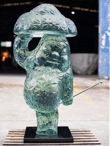 Sculpture lumineuse en résine transparente, modèle de corps humain, figurine de bienvenue, ornement de dessin animé sur pied, artisanat domestique sur mesure - Product Image 2
