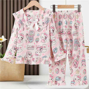 <span class=keywords><strong>Pigiama</strong></span> a Maniche Lunghe per Ragazze, Morbido con Stampa Cartoon, 2-15 Anni, Abbigliamento da Notte Primaverile per Bambine e Adolescenti - Product Image 4
