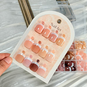 288 faux ongles courts carrés à presser pour les orteils, finition brillante nude/rose/brun, pour l'été et le DIY des pieds - Product Image 5