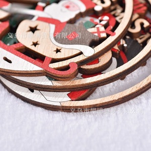 Adornos navideños colgantes de madera, círculos cortados con láser a todo color, decoraciones festivas para el árbol de Navidad - Product Image 4