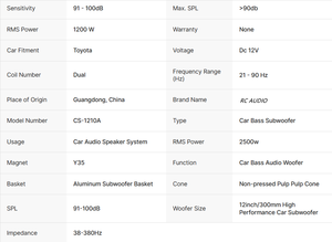 Новое поступление, прямые <span class=keywords><strong>2025</strong></span> с завода, новые Автомобильные колонки, 12-дюймовые алюминиевые автомобильные аудио сабвуферы большой мощности 1200 Вт с двумя магнитами - Product Image 6