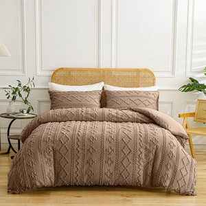 Ensemble de couette bohème capitonnée écologique taille King avec taies d'oreiller, broderie chic, couette douce en jacquard, hôtel, toutes saisons - Product Image 2
