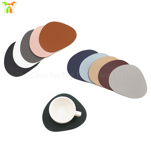 YY Vintage Design Oval Leather Coaster Washable <strong>Table</strong> <strong>Top</strong> <strong>Protector</strong> - Product Image 2