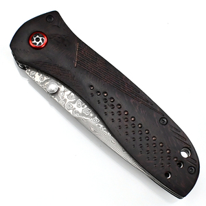 Damascs EDC Precision Craft Hobby Knife Folding Blade Pocket Knives Wood Handle Leather Holder Made In China Wholesale OEM - Product Image 2