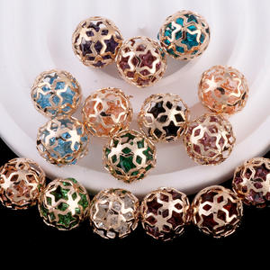 Nouveauté boule de lanterne ronde accessoires de bijoux perles de forage en alliage avec trou droit téléphone porte-clés collier bricolage perles stylo - Product Image 2