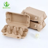 SUMKOKA Boîtes à œufs recyclables personnalisées de 8,1 pouces, boîtes à œufs jetables à 8 compartiments, plateau à œufs en pulpe moulée, boîte en carton