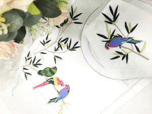 Custom Bamboo Embroidered Napkin & <b>Placemat</b> Set Traditional Reusable Line Hemstitch Home Hotels Restaurants Events - Product Image 3