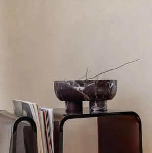 Wabi-Sabi de lujo Mármol natural Calacatta <span class=keywords><strong>Viola</strong></span> Bandeja de almacenamiento Cuenco ovalado de doble pata Ornamento decorativo Bandeja de frutas - Product Image 3