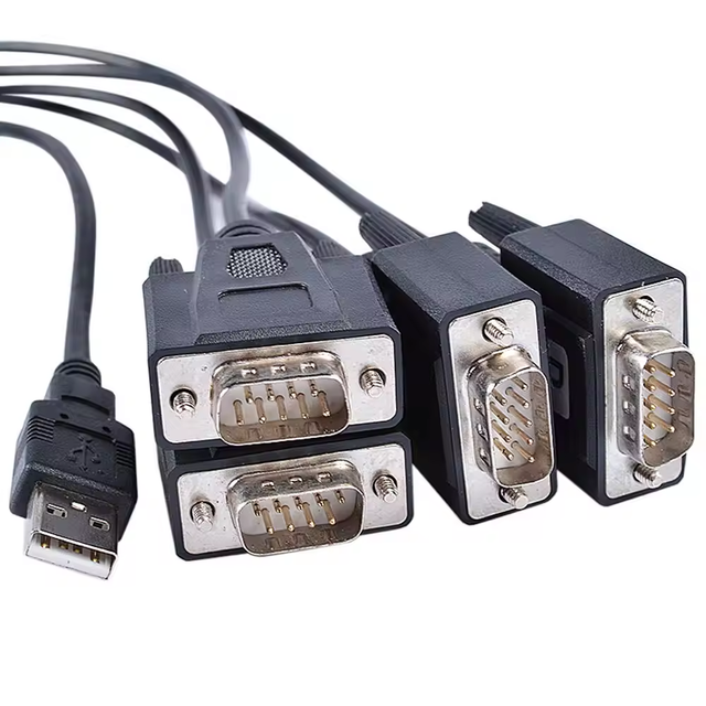 4 Port USB to Serial RS232 Adapter FTDI Chipset, Supports Win 11, 10, 8, 7, Linux, W/ESD and Surge Protection