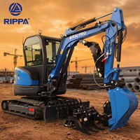 Mini-excavatrice sur chenilles RIPPA R32 de 3,5 tonnes, moteur diesel Kubota, norme EPA EURO 5 CE, excavatrice hydraulique avec cabine pour la construction et l'agriculture