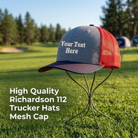 Casquette Trucker Richardson 112 de Haute Qualité avec Logo Brodé Personnalisé, Casquette Snapback Style Hip Hop pour Hommes, Casquette en Maille Unie et Vierge