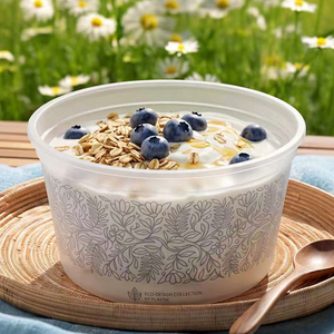 PP Plastic oatmeal corn porridge <b>breakfast</b> Bowl Wide Mouth Disposable Food <b>Container</b> Round Serving Bowl soup bowl with lid - Product Image 1