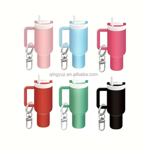 PVC Plastic Cup Keychain Pendant Tumbler Cup Keychain for Backpack & Lipstick Crystal Key Chains for Gifts