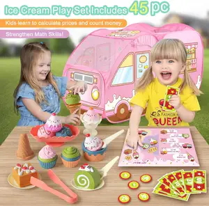 子供のためのトラックプレイテントふり遊びおもちゃフードセット子供とポップアッププレイハウス遊びテントボールピット