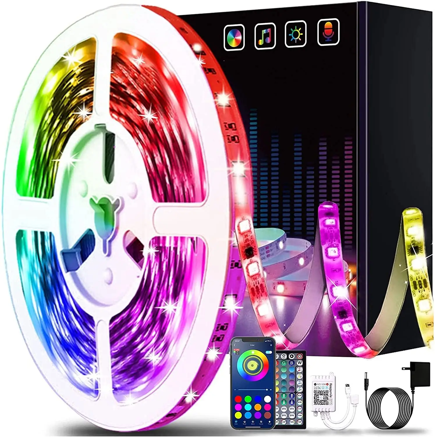 smart strip light Led Lights for Bedroom APP Control Music Sync Color Changing Strips with smart strip light