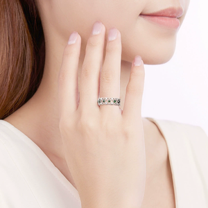 Natural genuine A-grade jade <b>black</b> jade jade lace hollowed-out <b>ring</b>, S925 silver inlay, women's handpiece, adjustable - Product Image 5
