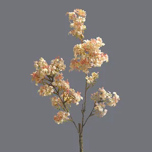 Flor de lilás artificial para decoração, venda quente de decoração de casamento, flor artificial de 4 galhos para decoração de casa