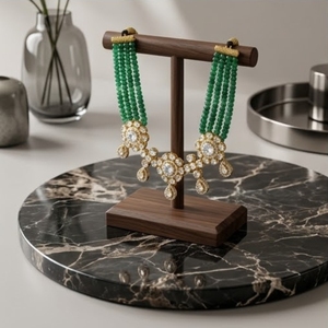 Parure de collier et boucles d'oreilles en argent 925 plaqué argent avec perles de moissanite verte, bijoux de mariée, cadeau pour mariage et soirée - Product Image 5