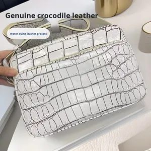 Bolso de hombro informal de <span class=keywords><strong>cocodrilo</strong></span> <span class=keywords><strong>Nilo</strong></span> para hombre, cremallera, cuero genuino para el vientre, algodón, diseño cruzado versátil, tendencia de moda - Product Image 3