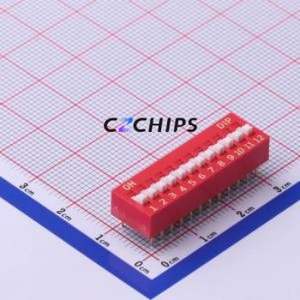 NDS-12V DIP Switch Through hole Component (THT) Switch ( Number of Switch Sections: 12 )( Lead Spacing: 2.54mm ) - Product Image 1