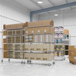 Nsf 5 מגורי מחסן מסחרי מדפים עם גלגלים מתגלגל מתכווננת חוט כרום מתכת מדפים יחידה - Product Image 3