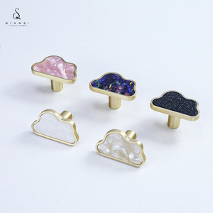 Qiansi HK0517 Cloud Zinc Alloy Furniture Handle and <strong>Knob</strong> Pink Shell Kitchen Cabinet Handles Modern <strong>Door</strong> Pull for Wardrobe Drawer - Product Image 1