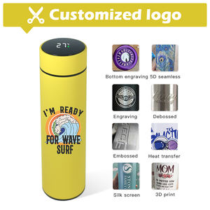 Kustom 17oz 500ml karet Matte lapisan Termos tampilan suhu perjalanan baja nirkarat termal pintar botol air terisolasi - Product Image 5