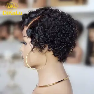 13x4 Bleached Knots Pre Pluck Wig Jerry Curly Short Pixie Cut 4X4 Lace Closure Wig Side Apart Human Hair Wig For Black Women