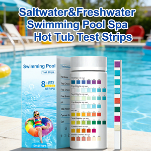Kit de 100 Tiras Reactivas para Piscina y Spa, 8 Pruebas en 1, Resultados Rápidos, con Sustrato de Papel para Cloro, Bromo, pH, Dureza y Alcalinidad - Product Image 1