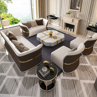 Ensemble de Canapés en Cuir de Luxe, Design Italien Tendance, pour Villa Haut de Gamme, Décoration de Salon, Canapé Créatif