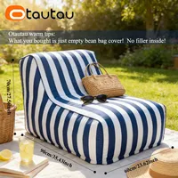 OTAUTAU Canapé-lit gonflable moderne inclinable et portable, pouf repose-pieds pour jardin, plage, piscine, chaise longue, pouf lavable