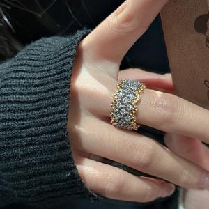 แหวนเงินแท้ S925 ดีไซน์ตัดกัน หรูหรา เรียบง่าย สไตล์วินเทจ ลวดลายลูกไม้ แหวนประดับเพชรซิรคอน - Product Image 1