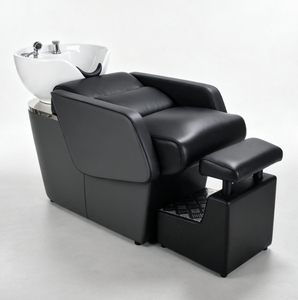 Fauteuil de lavage moderne pour salon, lit de lavage rembourré avec bassin en céramique, repose-pieds amovible, mobilier de salon de coiffure - Product Image 2