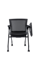 Chaise de formation de bureau en acier Q195 noir-gris avec cadre en fibre de verre PA, tablette d'écriture à rabat latéral CPY-404