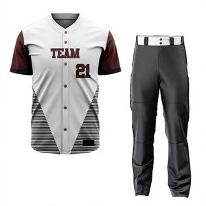 Pantalon de baseball personnalisé pour homme 100 % polyester à manches courtes avec fermeture éclair, motif uni, nom et logo d'équipe personnalisés, positionnement - Product Image 1
