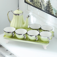 Ensemble de 6 tasses à café et bouilloire en céramique de luxe personnalisées pour les fêtes à domicile