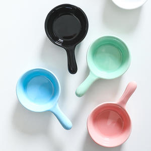 Piring Restoran <span class=keywords><strong>Mini</strong></span> keramik genggam ramah lingkungan, piring restoran kecil warna permen kedelai/cuka dengan pegangan piring sekali pakai - Product Image 2