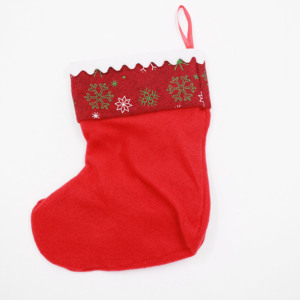 Chaussette de Noël du Père Noël en peluche rouge <span class=keywords><strong>avec</strong></span> flocon de neige, sac à bonbons, décoration suspendue pour cheminée et arbre de Noël - Product Image 3