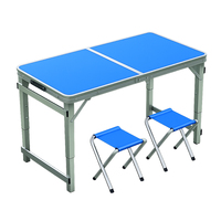 Ensemble table et chaises pliantes de camping, table de pique-nique portable d'extérieur avec 4 tabourets