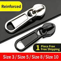 # 3 curseurs de fermeture éclair métalliques sans verrouillage |   Longue languette de tirage pour fermetures éclair en nylon, argent électroplaqué et peinture en aérosol, vente en gros, stock disponible